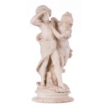 Moreau A., an animated group in Carrara marble, H 55 cm (minor damage)