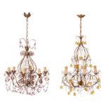 Two charming chandeliers, H about 85 - Diameter about 38 cm