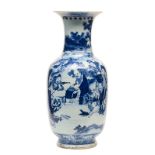 A Chinese blue and white vase, decorated with the Eight Immortals, 19thC, H 73,5 cm (firing faults