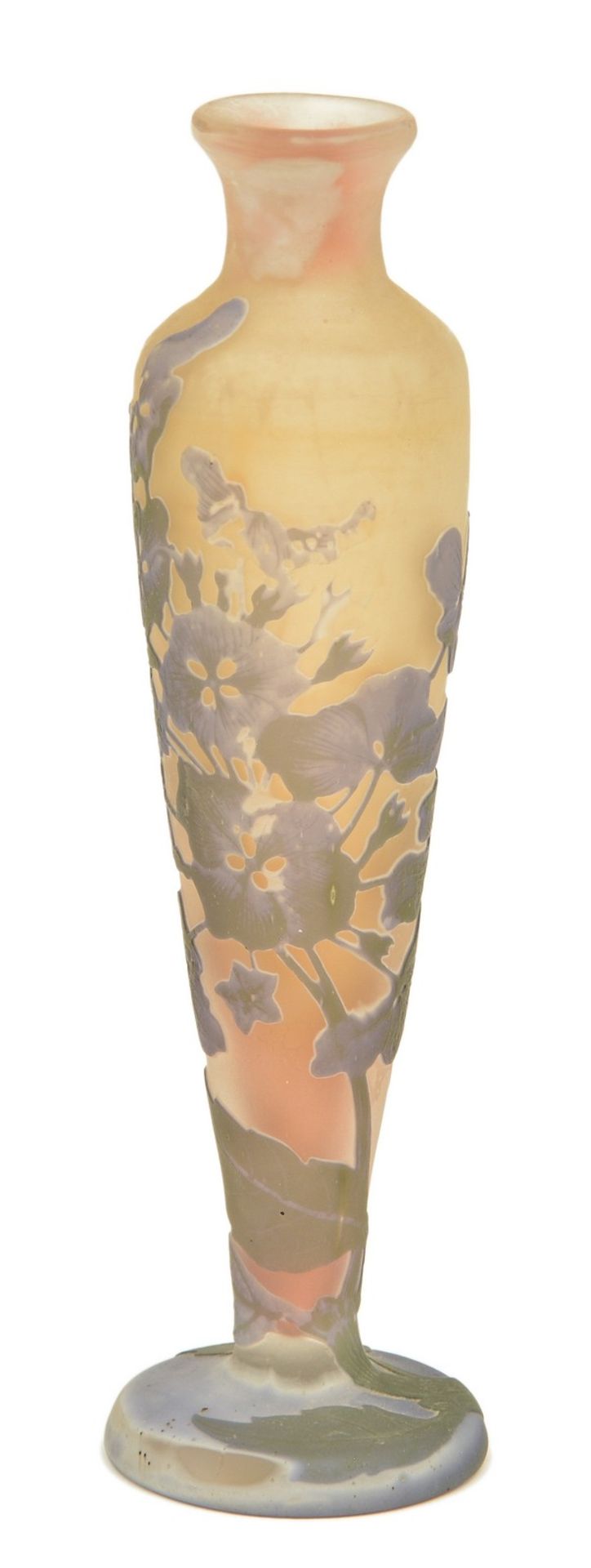 An Art Nouveau and period cameo glass vase, signed Gallé, H 21,4 cm