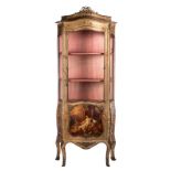 A polychrome painted LXV-style display cabinet with silver plated brass mounts, H 221 - W 87,5 - D