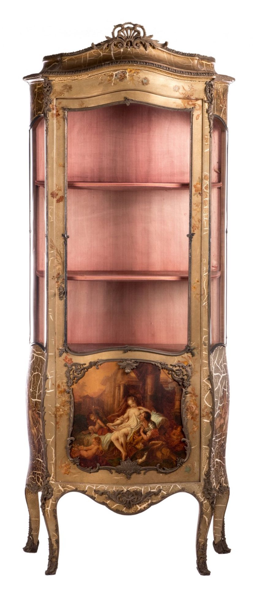 A polychrome painted LXV-style display cabinet with silver plated brass mounts, H 221 - W 87,5 - D