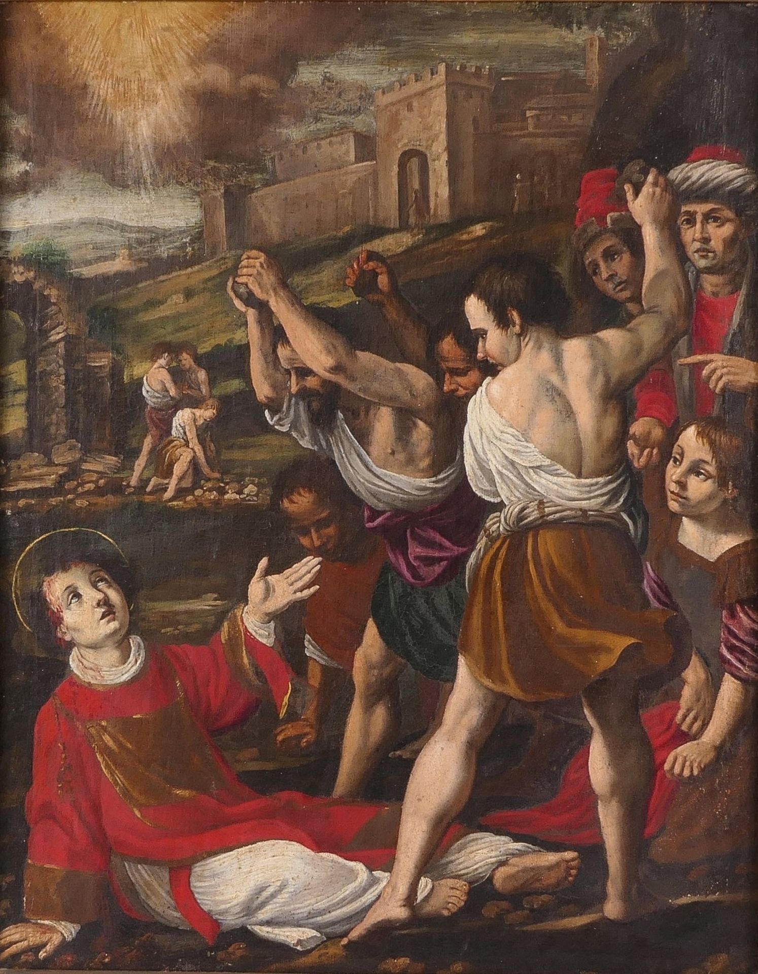 No signature, stoning of St. Stephen, oil on canvas, late 17thC-18thC, 58,5 x 76,5 cm (different
