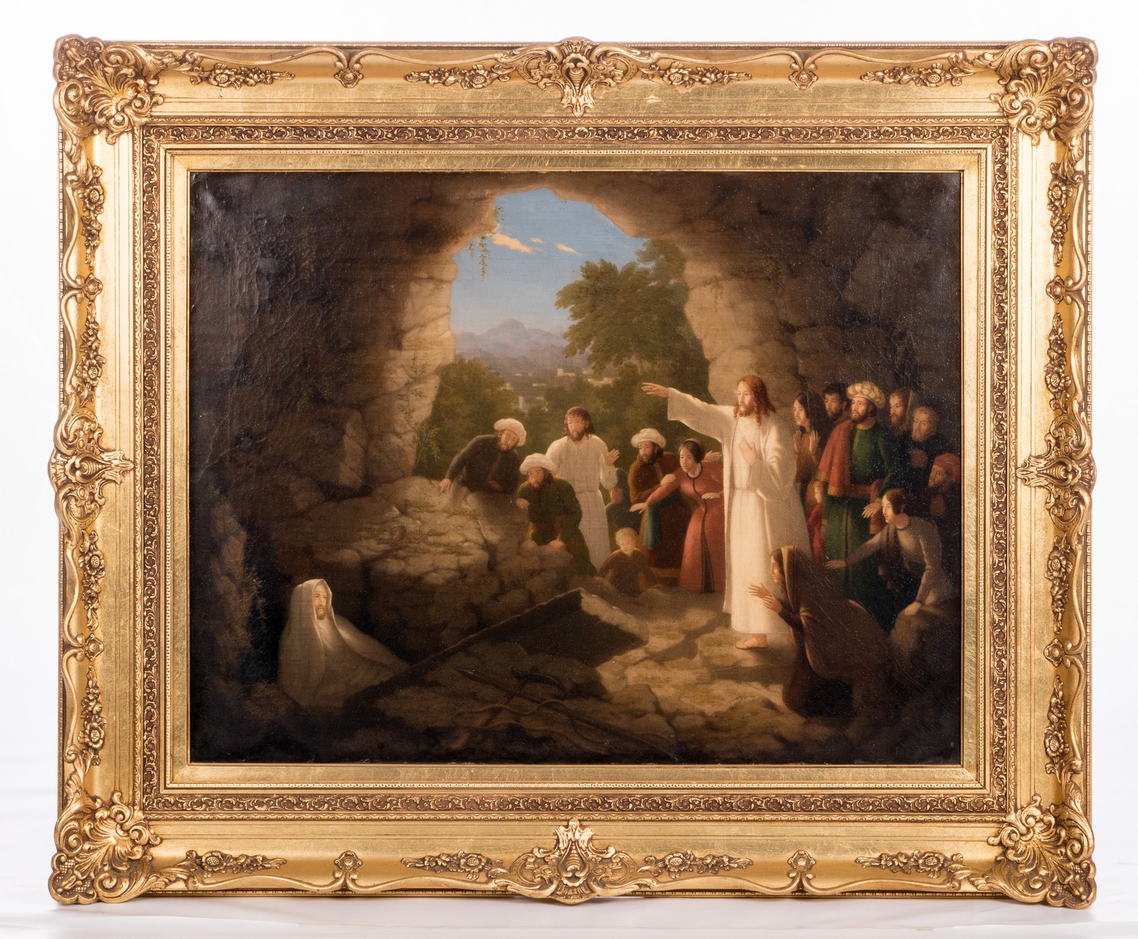 Unsigned, the raising of Lazarus, oil on canvas, second half 19thC, 66 x 86 cm - Image 2 of 7