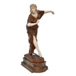 Philippe P., the dancer, West African exotic hardwood (probably afromosia) and ivory, on a marble