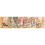 Reckelbus L., five views on Bruges, watercolor, 16,5 x 21,5 cm