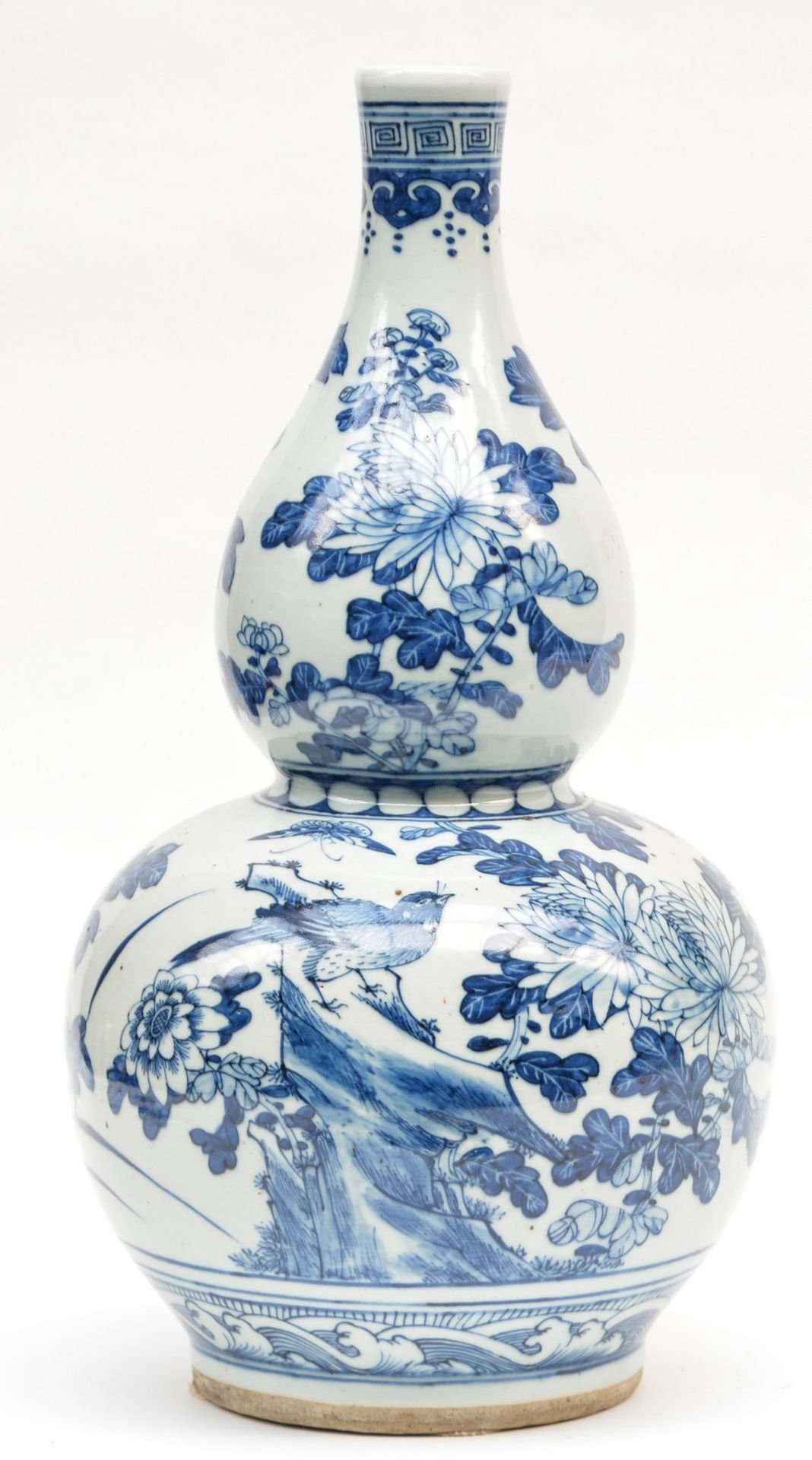 A Chinese blue and white double gourd vase, 19thC, H 43,5 cm - Bild 5 aus 8