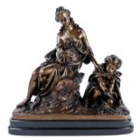 Dubois E., genre scene, patinated bronze on a marble base, H 35 (without base) - 39 cm (with base)
