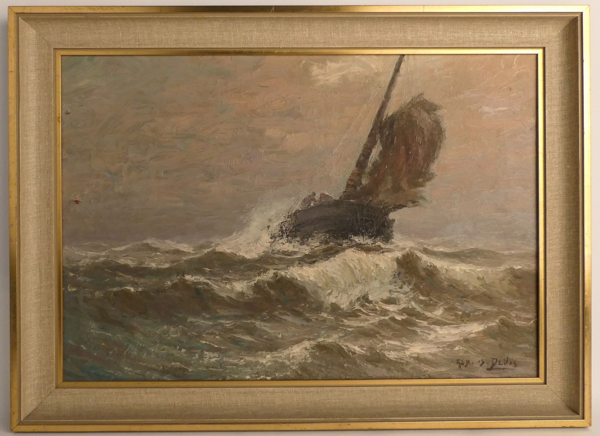 Devos A. I., marine and shrimpers, 40 x 58 - 39 x 52 cm - Image 5 of 9