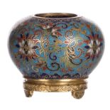 A Chinese miniature cloisonné pot with floral decoration with a four character mark