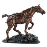 Colsoulle G., draft horse, brown patinated bronze, H 28,5 cm