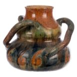 A vase in typical Flemish (Bruges) earthenware in the Arts and Crafts manner, probably Van