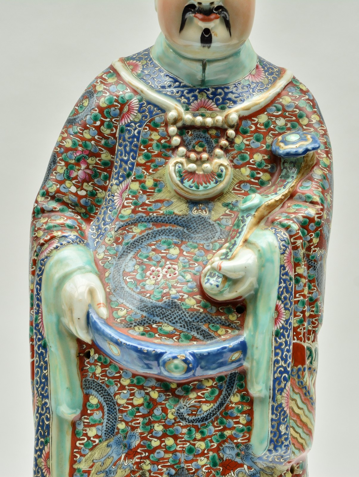 A Chinese polychrome sage, about 1900, marked, H 69 cm (chips) - Image 9 of 10