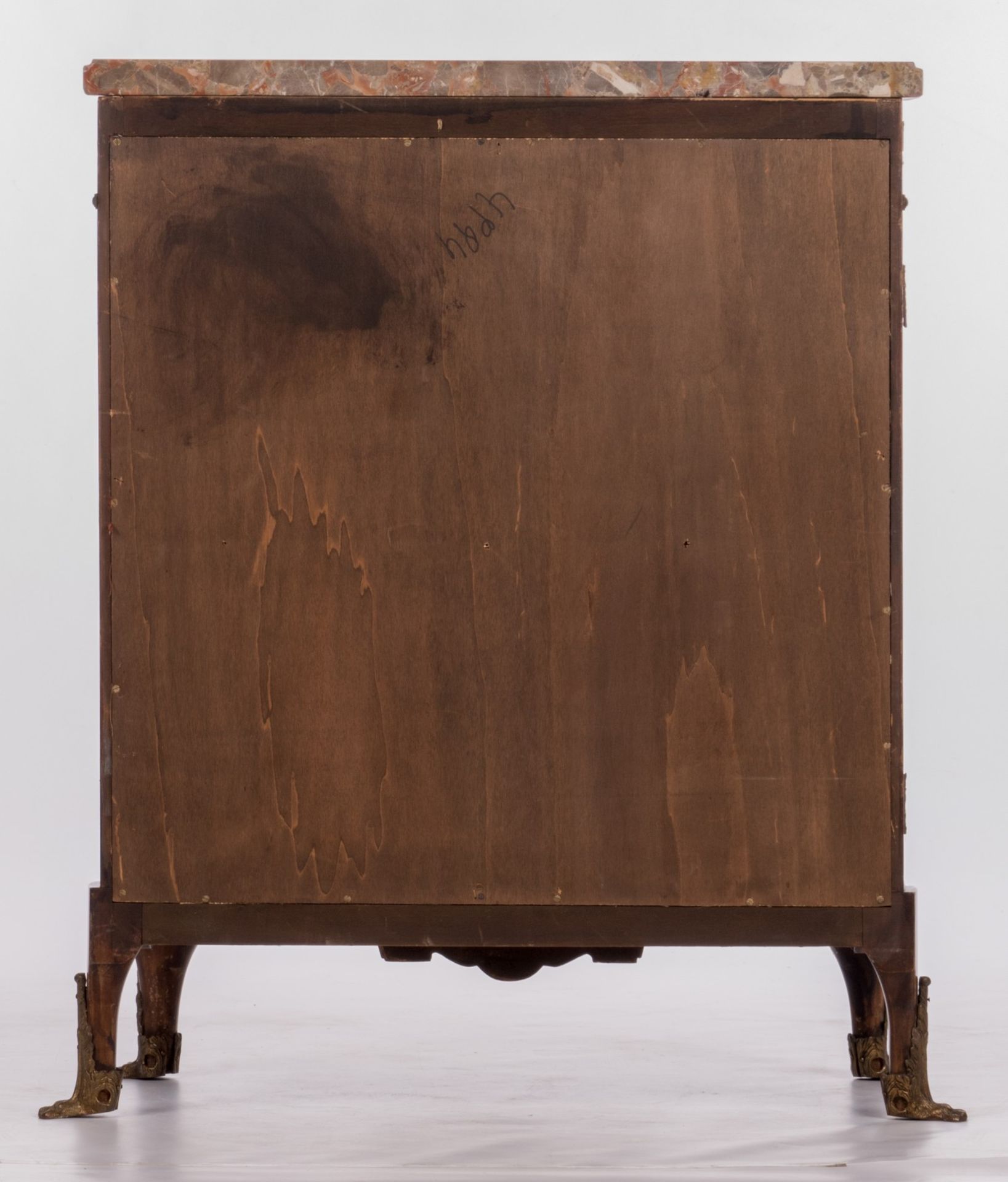 A Neoclassical cabinet, walnut and marquetery veneered, with marble top, style De Coene - - Bild 6 aus 8