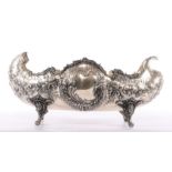 Important silver Rococo style clamshell shaped jardiniere,  with a silver plated inner jardiniere,