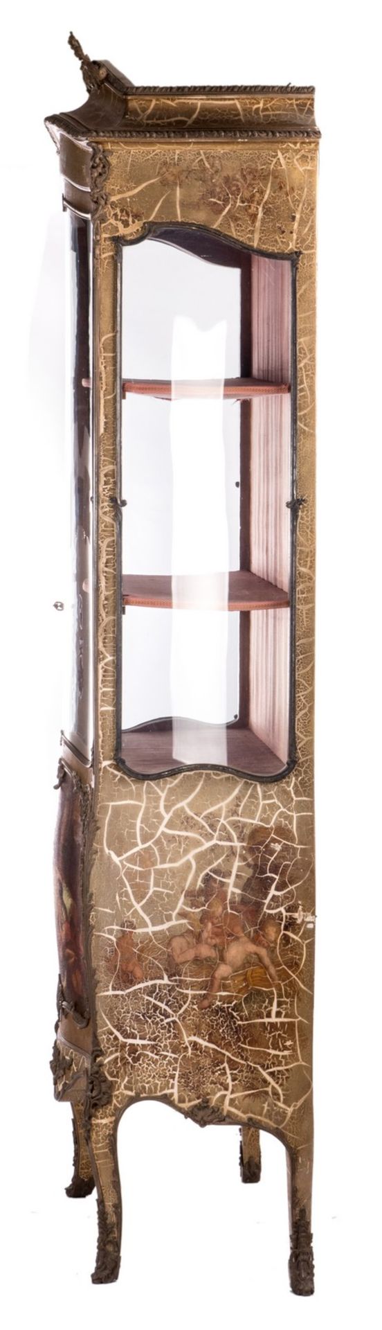 A polychrome painted LXV-style display cabinet with silver plated brass mounts, H 221 - W 87,5 - D - Bild 3 aus 6