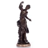 Moreau M., Columbine, patinated bronze, foundry mark Société des bronzes de Paris, H 80 (without