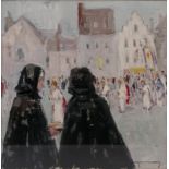 Hagemans P., 'La procession sur le marché', oil on canvas, 20thC, 50,3 x 50,3 cm