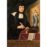 Unsigned, portrait of the foundress of the Apostolinnen Agnes Baliques, partly oil on canvas and