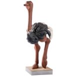 Zou, a camel-bird, sculpture in polychrome painted paper pulp, wood pulp carrier, H 110,5 (without