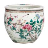 A Chinese famille rose fishbowl, overall decorated with flower branches, birds and butterflies,
