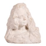 De Cuyper A., the portrait of a girl, Carrara marble, dated 1916, H 43 cm