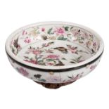 A Chinese famille rose footed bowl, decorated with birds and flower branches, Yongzheng marked, H