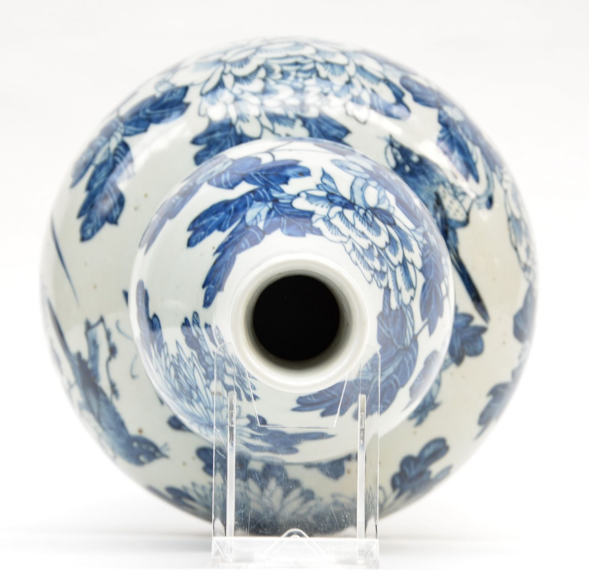 A Chinese blue and white double gourd vase, 19thC, H 43,5 cm - Bild 7 aus 8