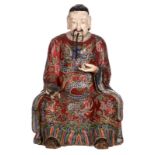 The portret of an imperial official in polychromed wood, China, 18thC, H 97 cm