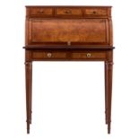 A neoclassical ladies writing desk, mahogany and burr wood veneered, H 115,5 - W 79,5 - D 50,5 cm