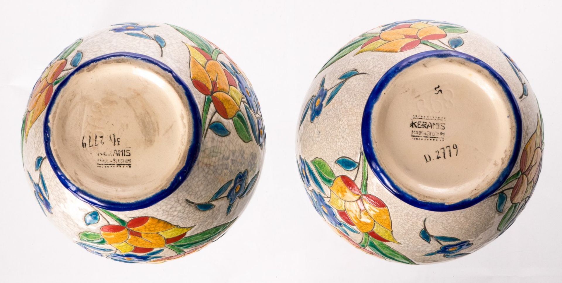 A pair of Keramis vases, workshop Catteau, catalog number D2779, H 27 cm - Image 5 of 8