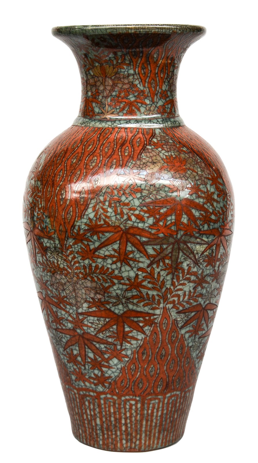 An Oriental polychrome crackleware vase, H 48,5 cm