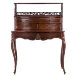 A French late 19thC rosewood veneered ladies writing desk, H 118 - W 90 - D 49 cm