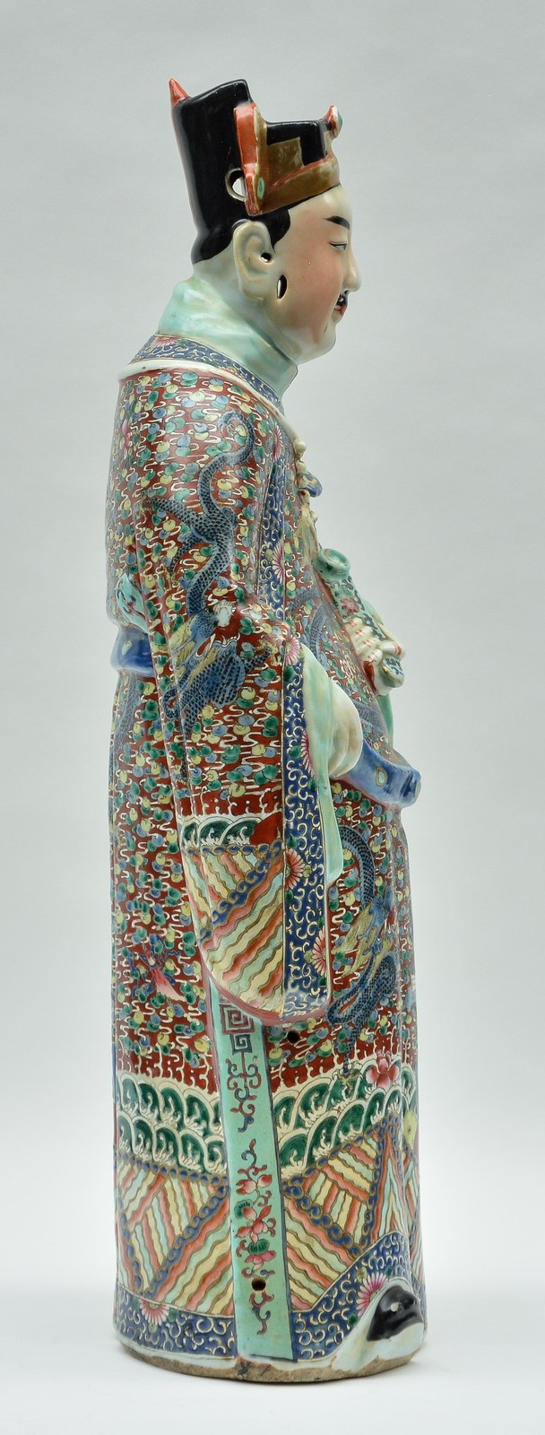 A Chinese polychrome sage, about 1900, marked, H 69 cm (chips) - Image 4 of 10