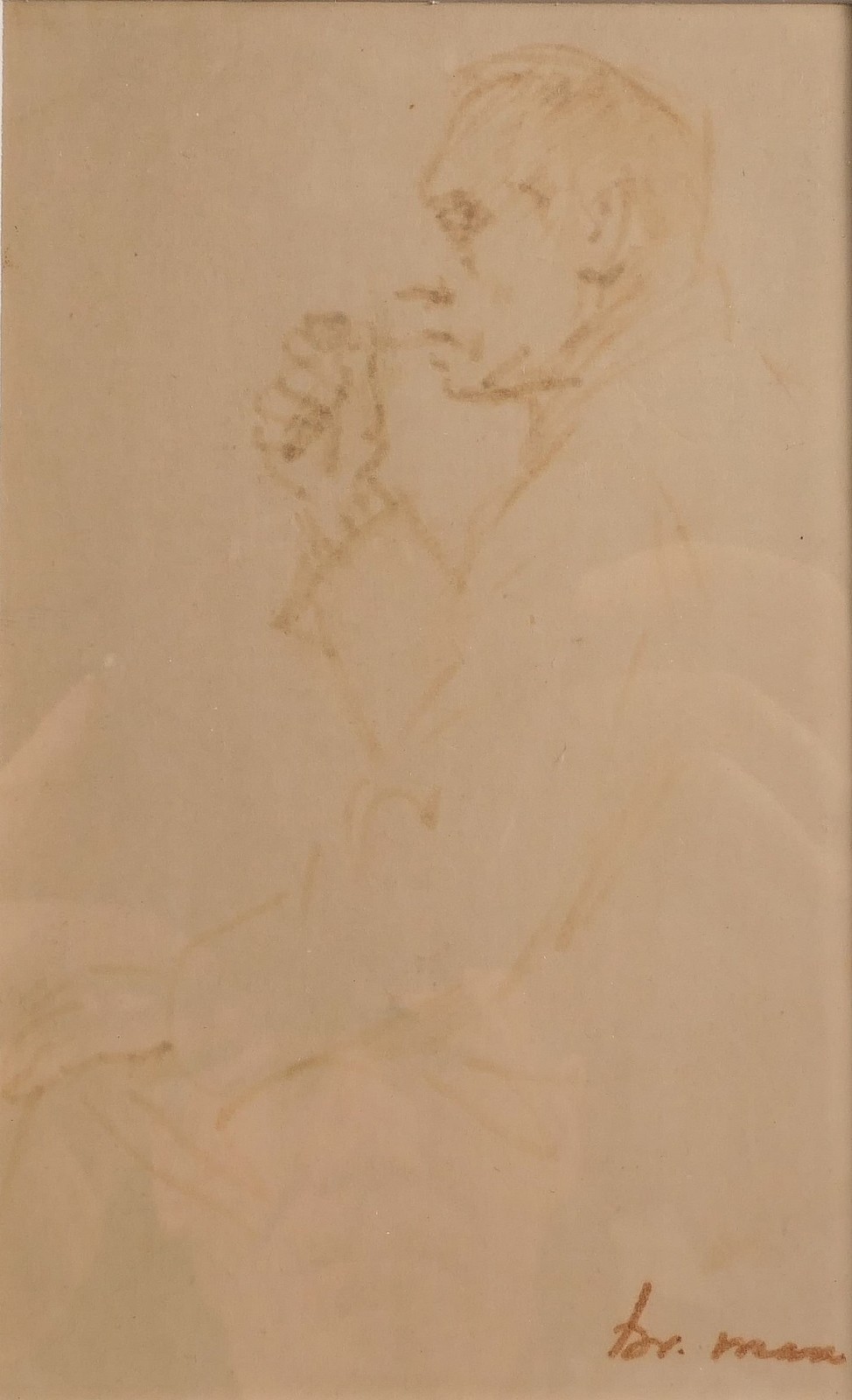 Max Br., portrait of a man, bistre on paper, 8 x 13 cm - Image 5 of 7