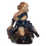 A figurine in typical Flemish earthenware in the Arts and Crafts manner, c1920, H 26 cm