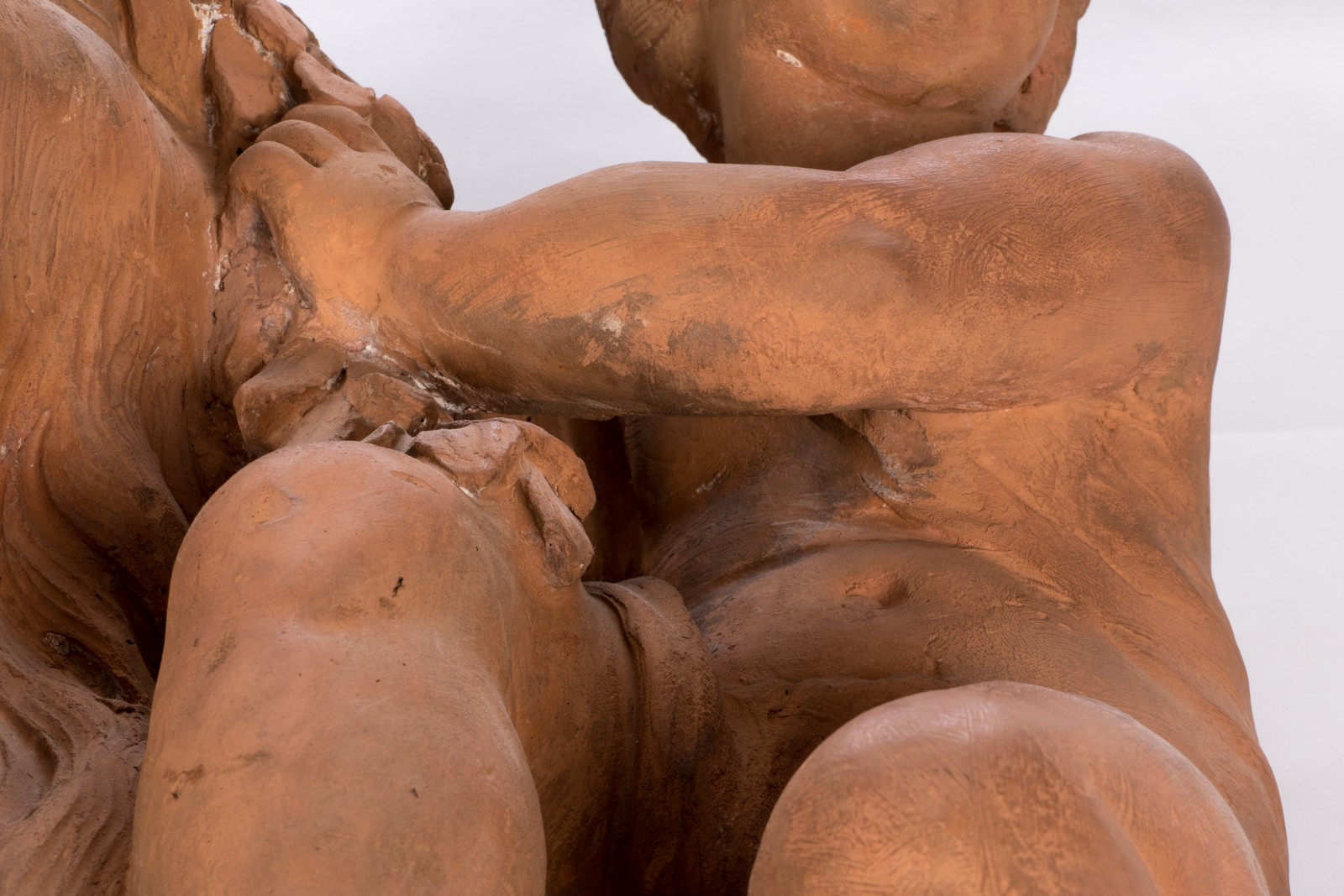 A large pair of terracotta sculptures depicting an allegoric scene, 19thC, H 78 - B 97 - D 35 cm - Image 21 of 62