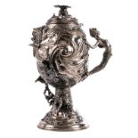 A silver jug with relief decoration, 900/000, H 36 cm - Weight: ca. 2300g