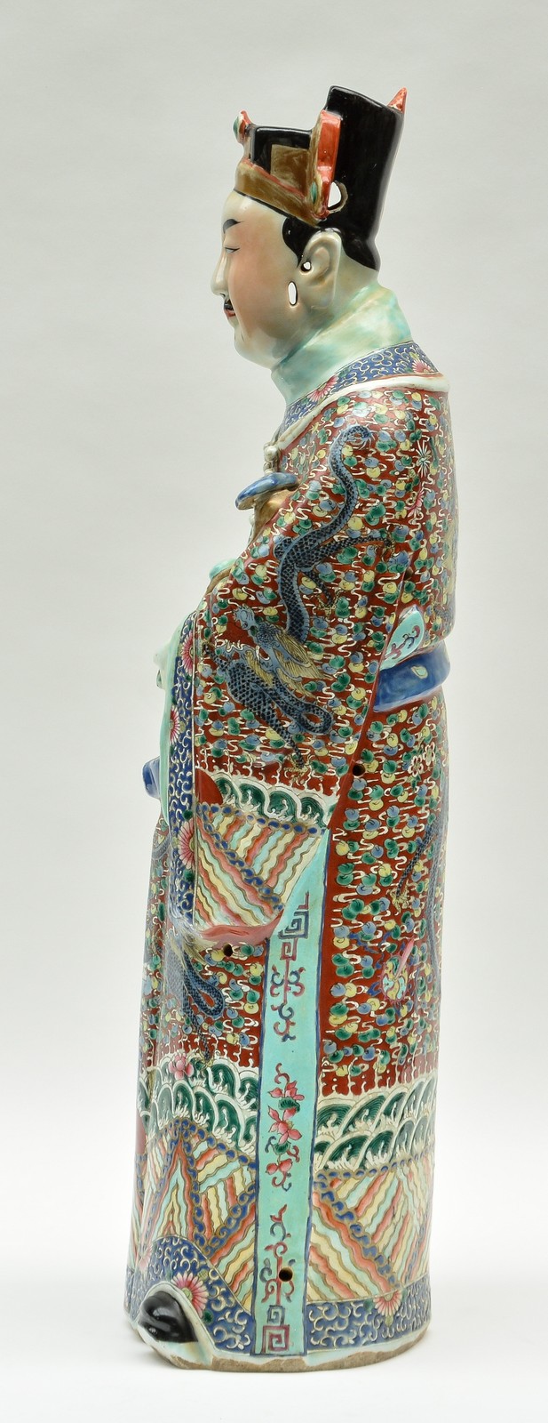 A Chinese polychrome sage, about 1900, marked, H 69 cm (chips) - Image 2 of 10