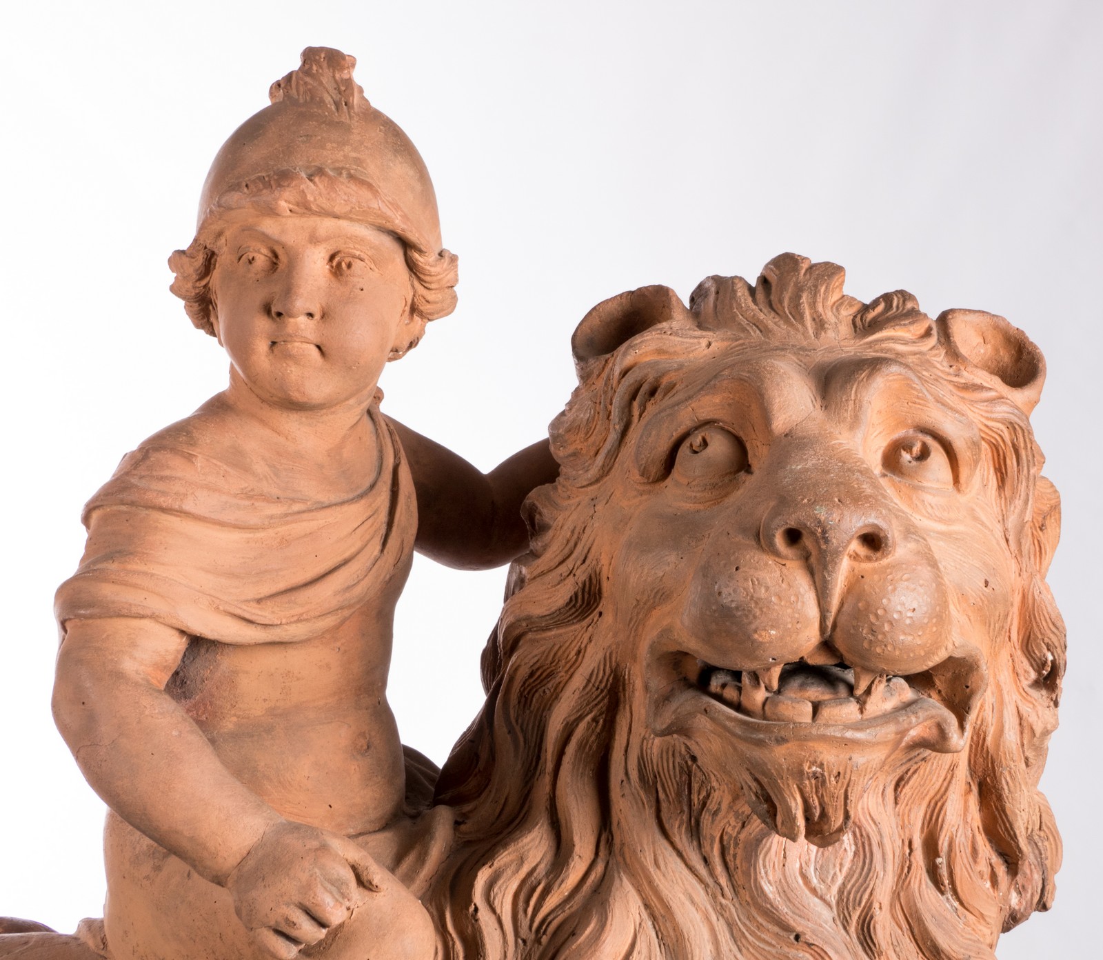 A large pair of terracotta sculptures depicting an allegoric scene, 19thC, H 78 - B 97 - D 35 cm - Image 7 of 62