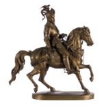 Geefs J., an equestrian statue, patinated bronze, Trossaert-Roellants & Cie, H 44,5 cm