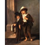 Franc G., two young beggars, oil on canvas, 95 x 120 cm