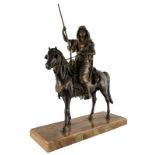 Hottot, Mamluk rider, patinated and gilt zamac on onyx marble base, H 61 cm