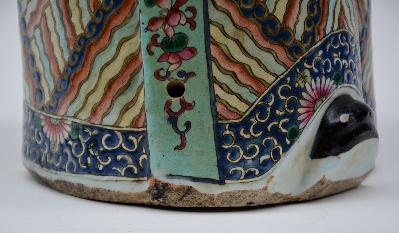 A Chinese polychrome sage, about 1900, marked, H 69 cm (chips) - Image 10 of 10