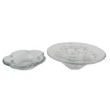 Two decorative bowls, crystal Val St. Lambert / Daum France, Sixties, Diameter 42,3 - 31 cm