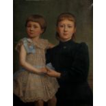 Unsigned, sisters, oil on canvas, about 1910, 62 x 80 cm