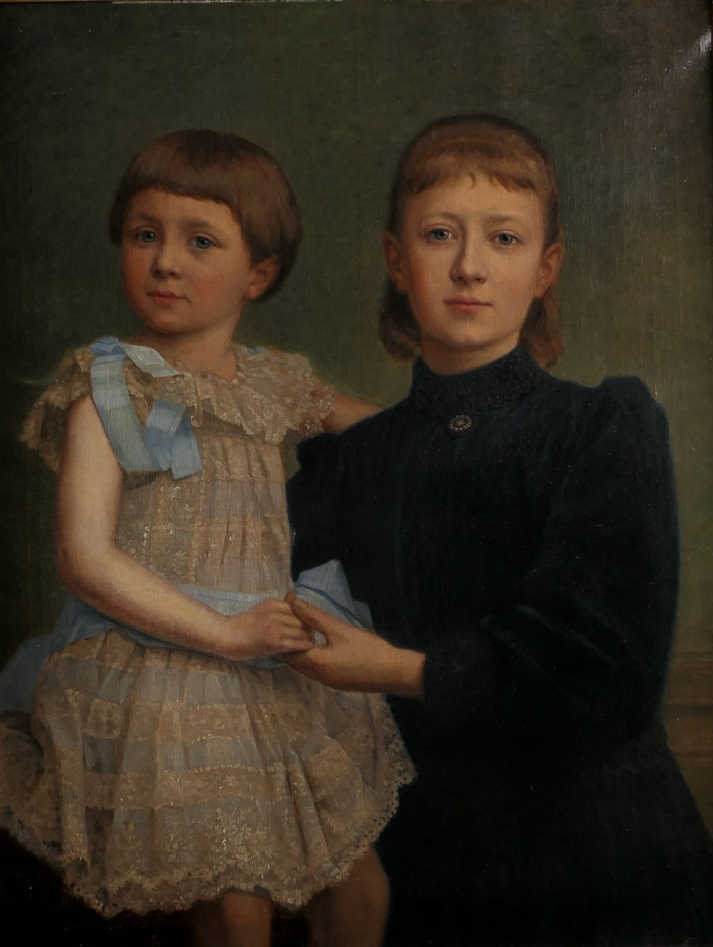 Unsigned, sisters, oil on canvas, about 1910, 62 x 80 cm