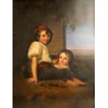 Unsigned, Italian beggars, oil on metal, 19thC, 28 x 38 cm