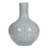 A Chinese celadon crabs claw crackleware decorated bottle vase, H 42,5 cm