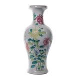 A Chinese polychrome baluster shaped vase, decorated with chrysanthemums and butterflies, H 44,5